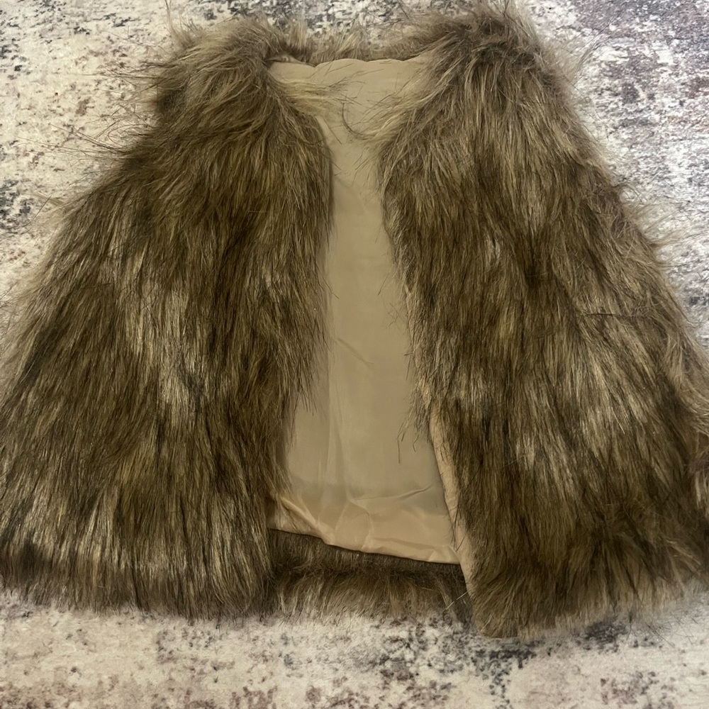 Faux Fur Vest in Brown